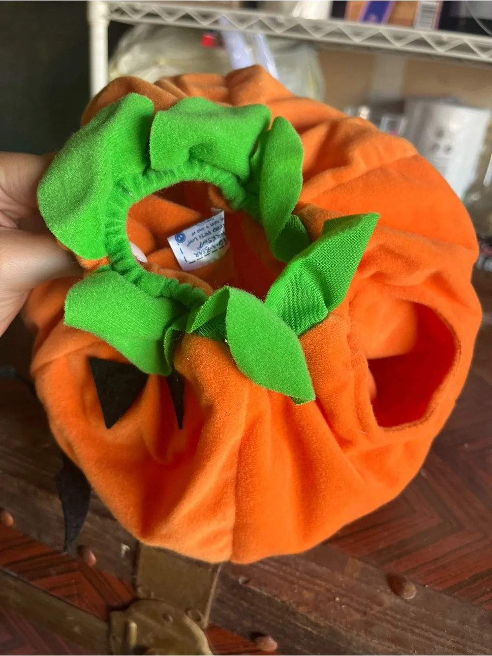 Build-A-Bear Orange Pumpkin Jack-O'-Lantern costume with Hat with Green Leaves